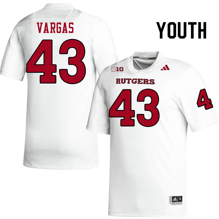 Youth #43 Andrew Vargas Rutgers Scarlet Knights 2024 College Football Jerseys Stitched-White